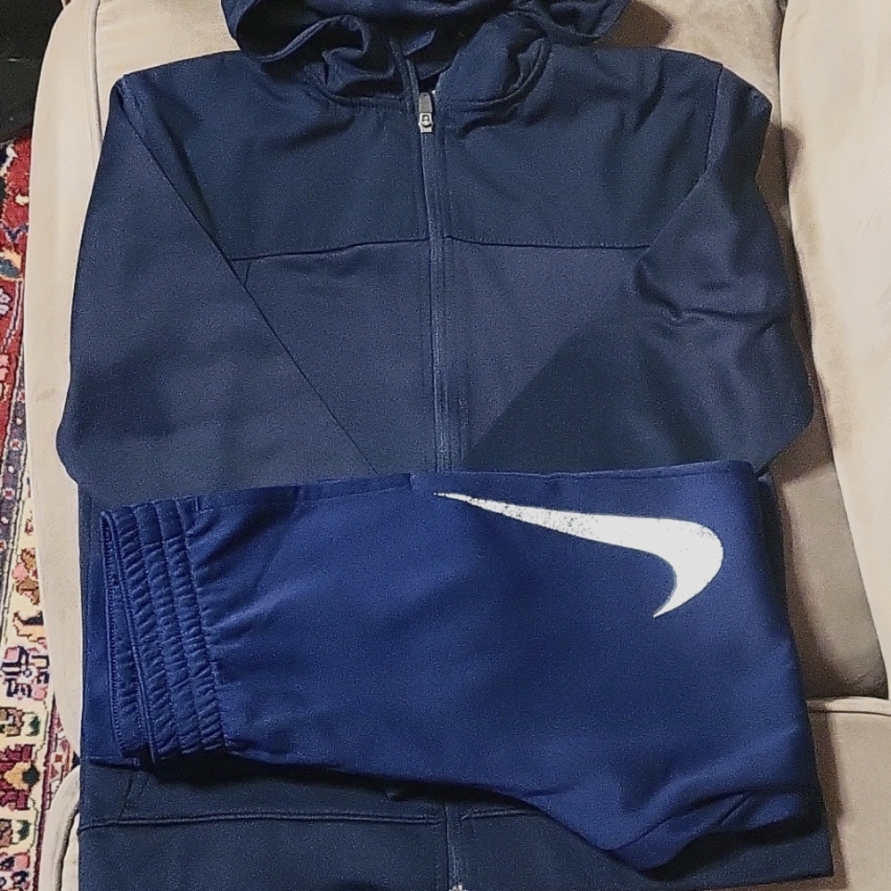 2 Piece Bundle NIKE XERSION Activewear Fleece Hoodie Jogger Pants Blue Size L
